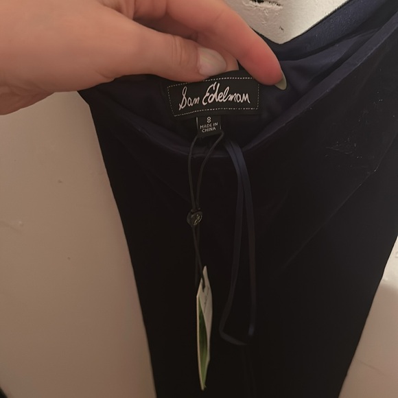 NWT, Sam Edelman Size 8, Blue Velvet dress with beaded straps - Picture 4 of 6